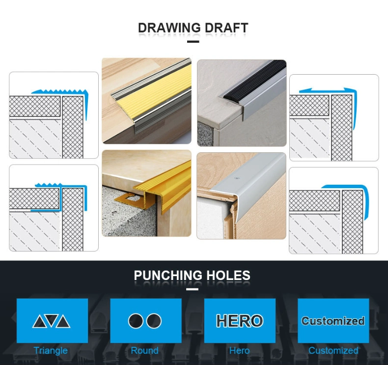 Aluminum Stair Nosing for Vinyl Floor Strip